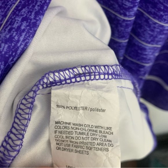 PGA Tour Purple Striped Golf Short Sleeve Shirt - Picture 5 of 5